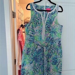 Lilly Pulitzer Sleeveless Floral Print Sundress in Green, Blue & Pink